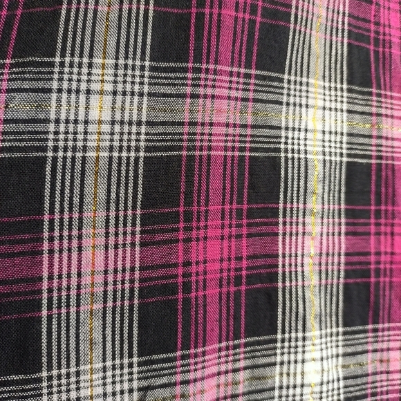 Adiktd Women's Plaid Pearl Snap Western Lace Trimmed Embellished Rodeo Shirt L - Picture 8 of 12